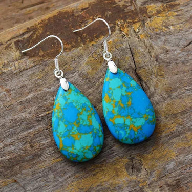 Vast of Ocean Turquoise Teardrop Earrings-Your Soul Place